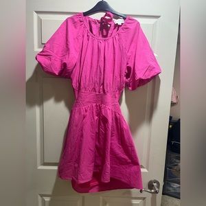 Hot pink back bow cut-out detail dress